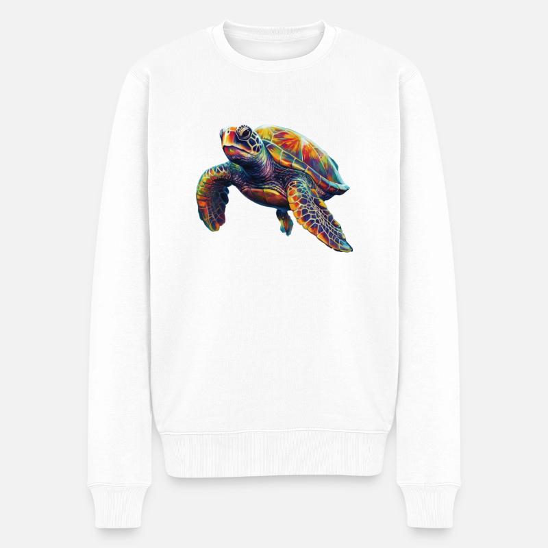 Meeresschildkröte in bunten Farben Schildkröte - Männer Premium Bio Pullover - Weiß