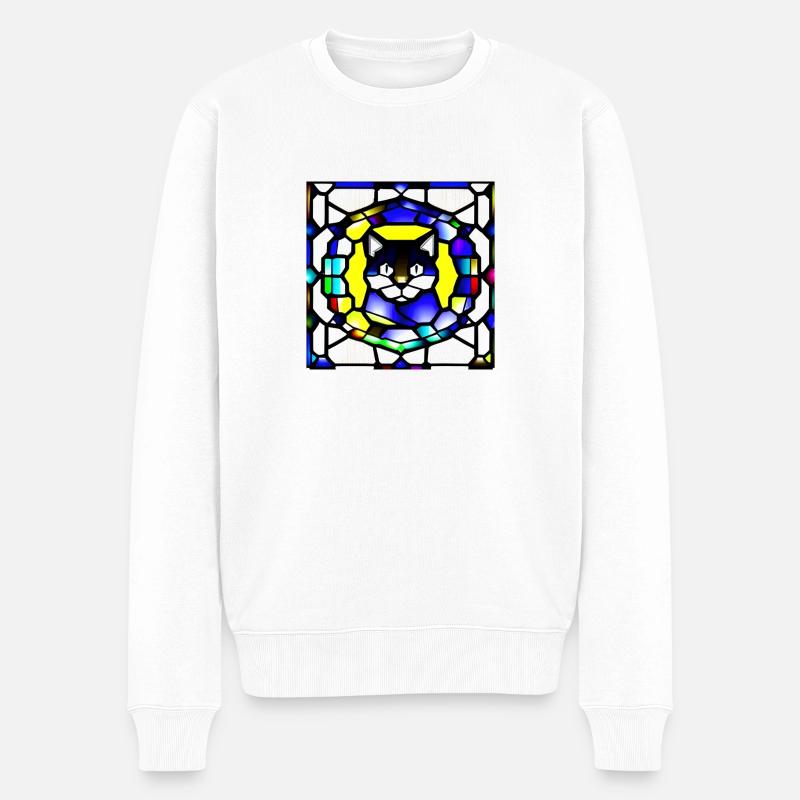 Glas Cat - Männer Premium Bio Pullover - Weiß