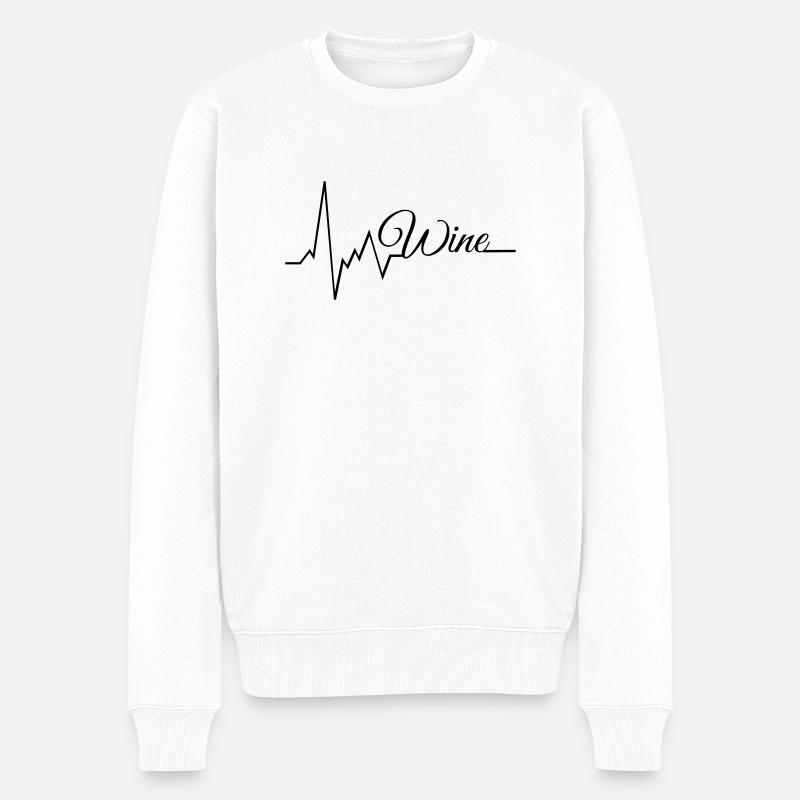 ECG Heartbeat Vin - Pull Premium bio Homme - blanc