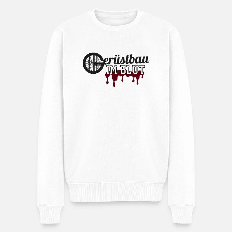 GERÜSTBAU im Blut 2 - Männer Premium Bio Pullover - Weiß