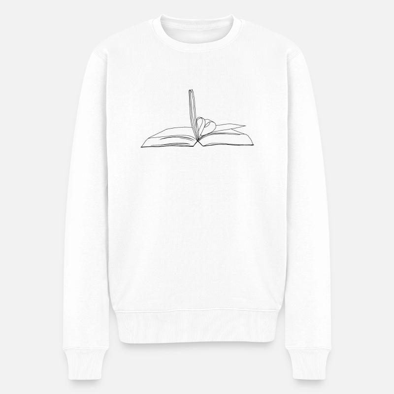 Buch mit Herz - Männer Premium Bio Pullover - Weiß