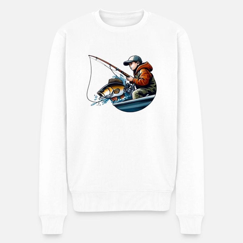 Pêche Jeune Pêcheur - Instant Naturel - Pull Premium bio Homme - blanc