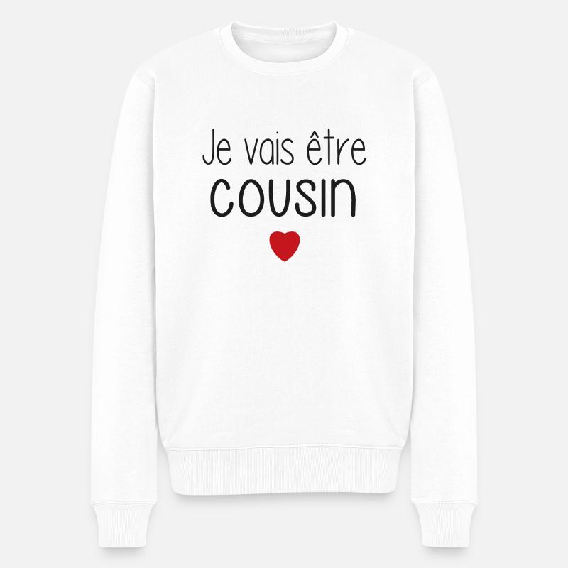 Je vais être cousin - cœur - Pull Premium bio Homme - blanc