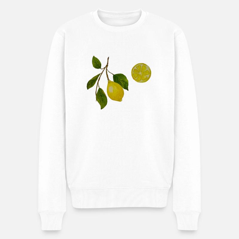 Branche de citron et citron - Pull Premium bio Homme - blanc