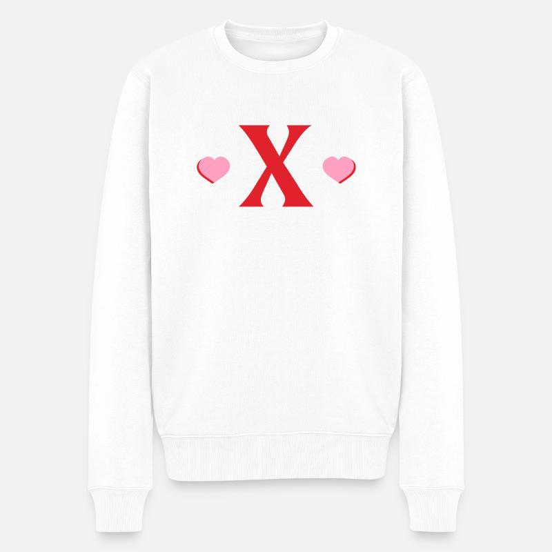 Buchstabe x Rote Herzen - Männer Premium Bio Pullover - Weiß