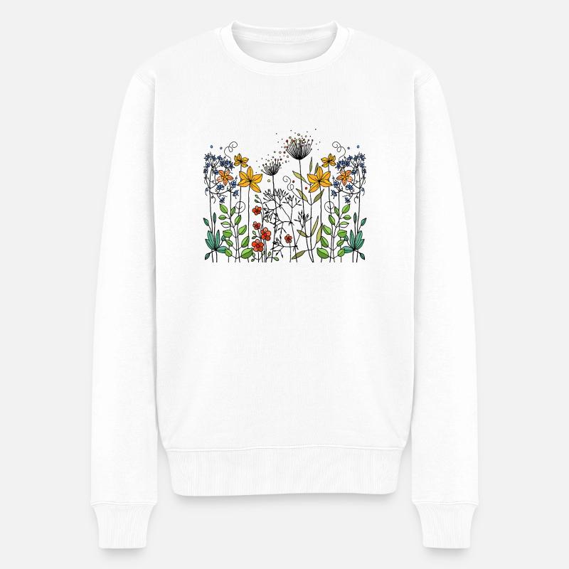 Blumen - Männer Premium Bio Pullover - Weiß