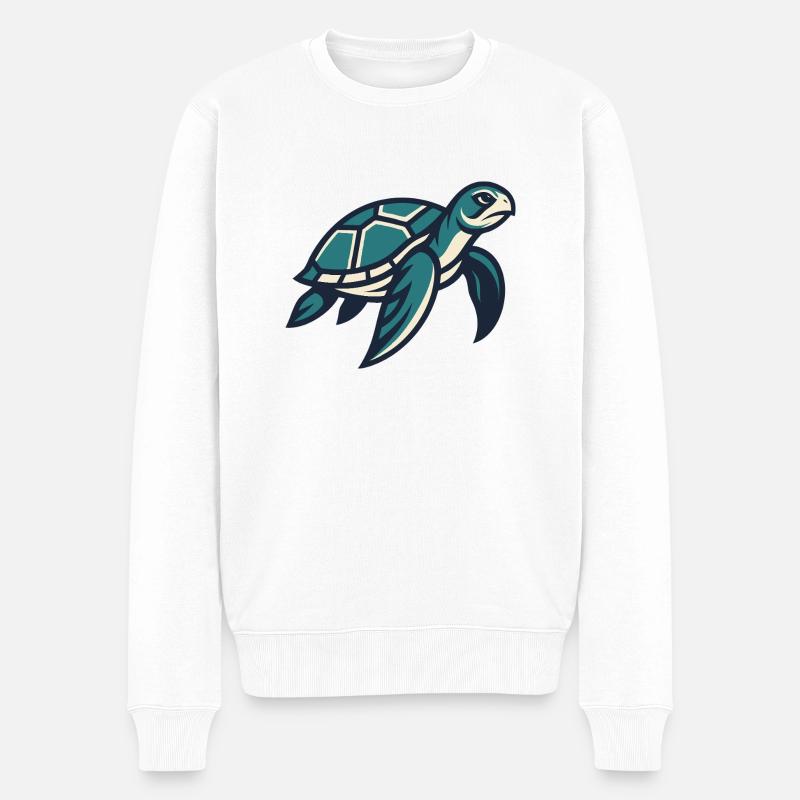 Reisende Meeresschildkröte - Männer Premium Bio Pullover - Weiß