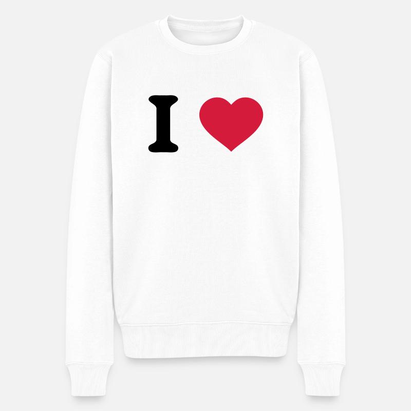 i love - Pull Premium bio Homme - blanc