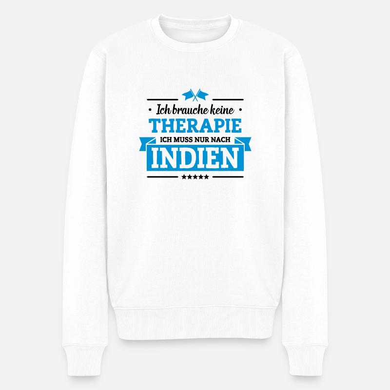 Nur nach Indien - Männer Premium Bio Pullover - Weiß