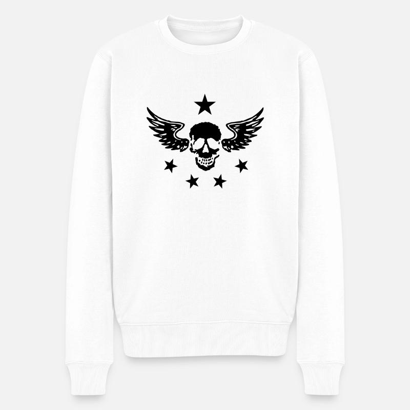 Crâne et ailes 01 - Pull Premium bio Homme - blanc