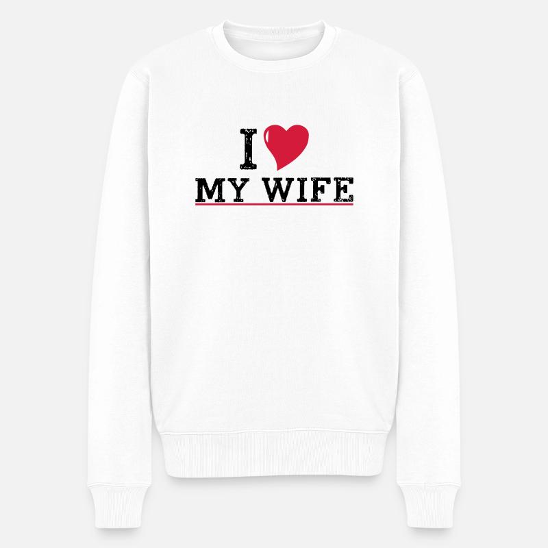 I_love_wife - Männer Premium Bio Pullover - Weiß