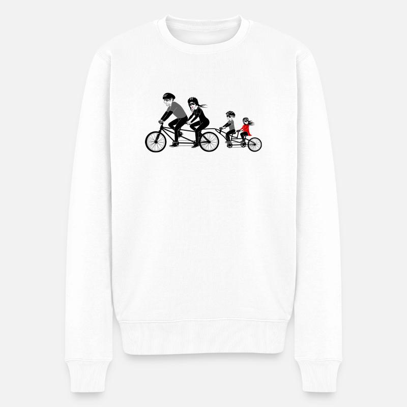 Fahrrad Familie - Männer Premium Bio Pullover - Weiß
