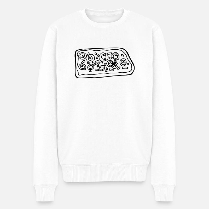 Pizza groß, Flammkuchen - Männer Premium Bio Pullover - Weiß