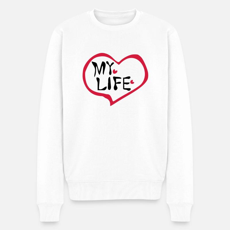 Herz mein Leben - Männer Premium Bio Pullover - Weiß