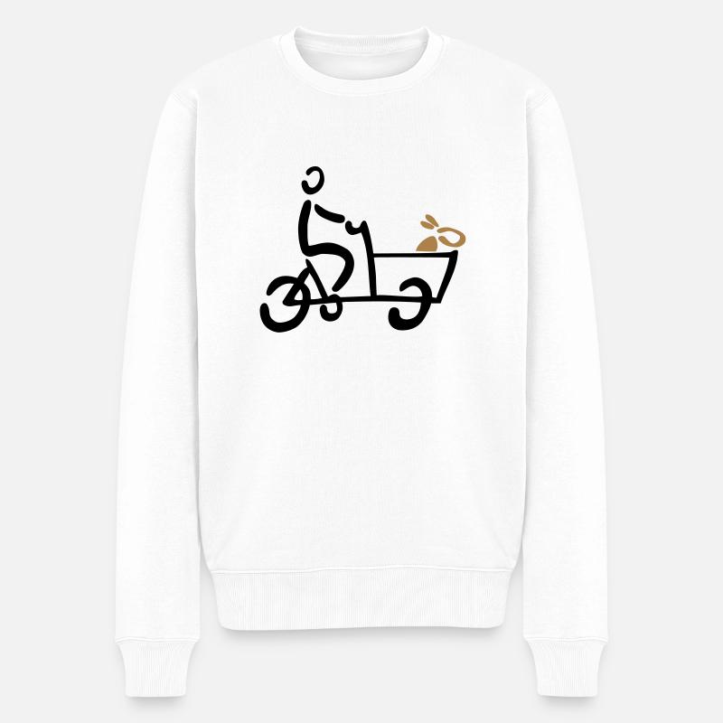Bakfiets Hund Lastenrad Fahrrad - Männer Premium Bio Pullover - Weiß
