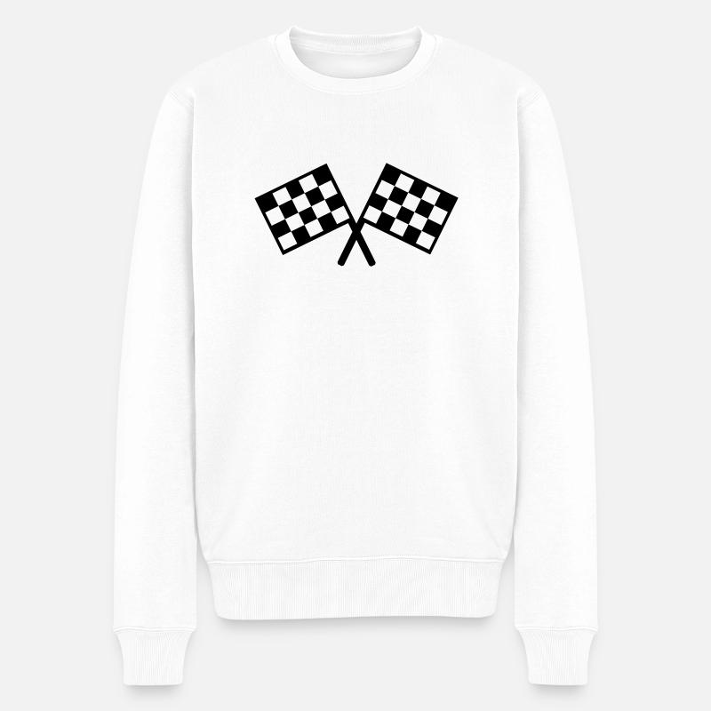 Flaggen Autorennen - Männer Premium Bio Pullover - Weiß