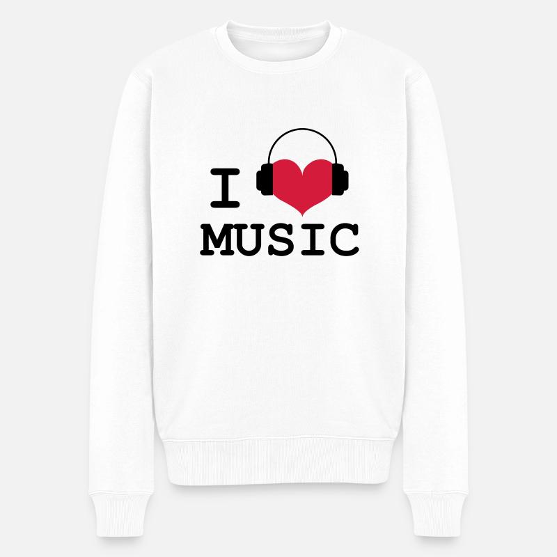 I Love Music ! - Pull Premium bio Homme - blanc