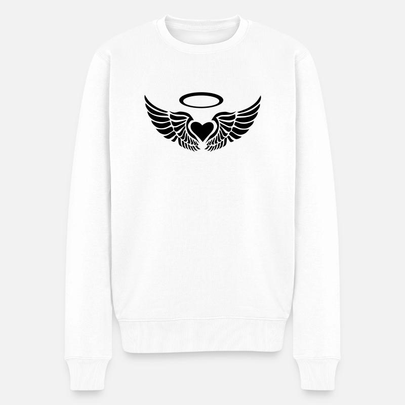 engelsflügel mit herz - Männer Premium Bio Pullover - Weiß