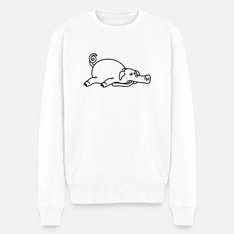 Totes Schwein am Boden - Männer Premium Bio Pullover - Weiß