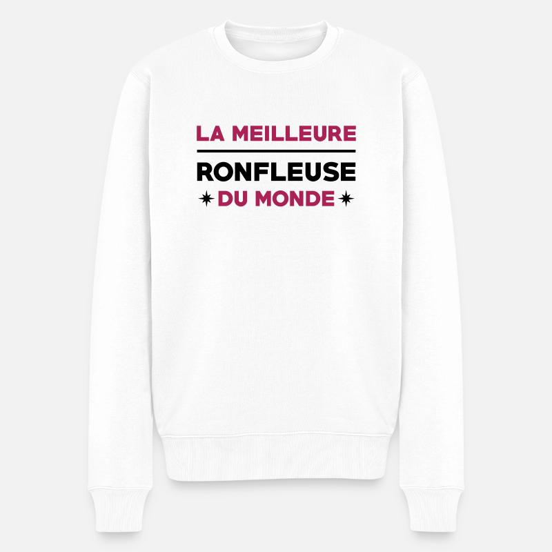 Ronfleur / Ronfleuse / Ronfler / Ronflement - Pull Premium bio Homme - blanc
