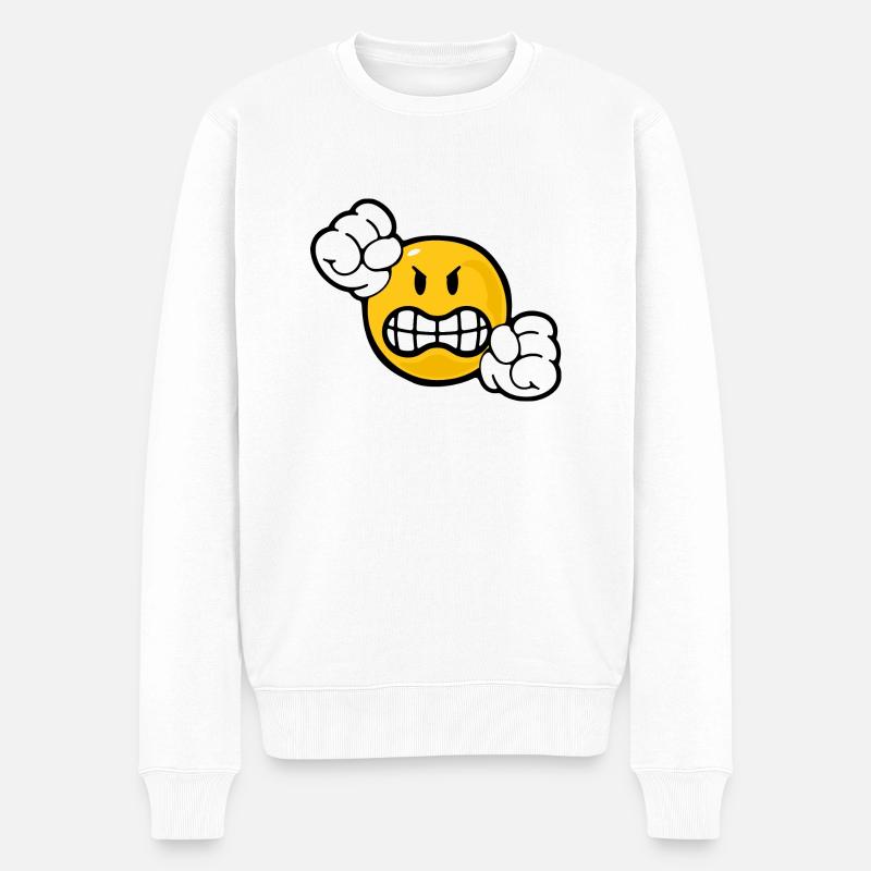 Smiley Anger - Pull Premium bio Homme - blanc