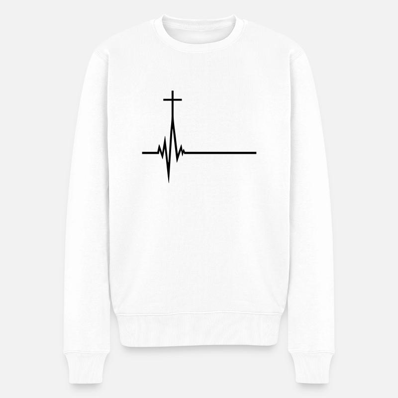 puls frequenz leben pulsschlag herzschlag jesus ch - Männer Premium Bio Pullover - Weiß