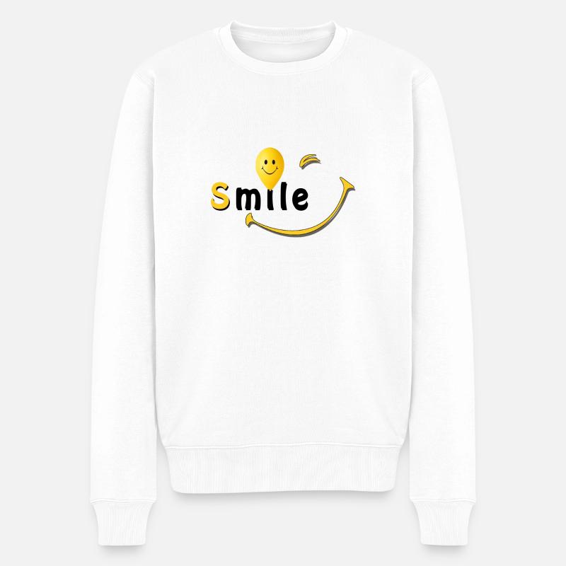 Lächeln - Männer Premium Bio Pullover - Weiß