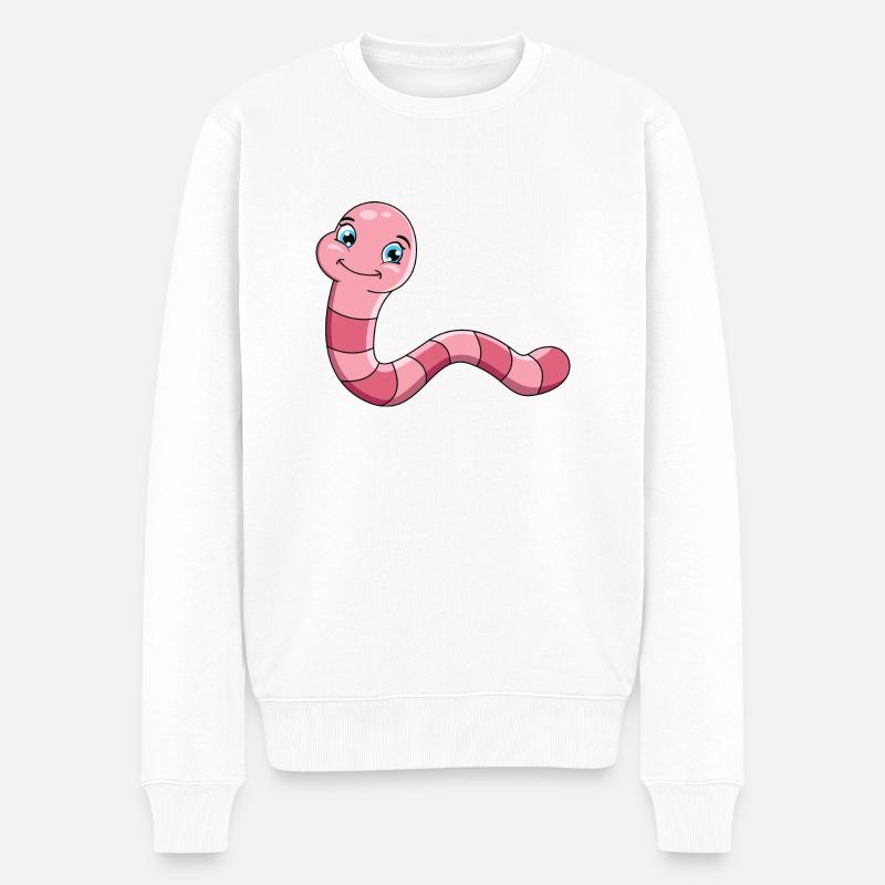 Regenwurm - Männer Premium Bio Pullover - Weiß
