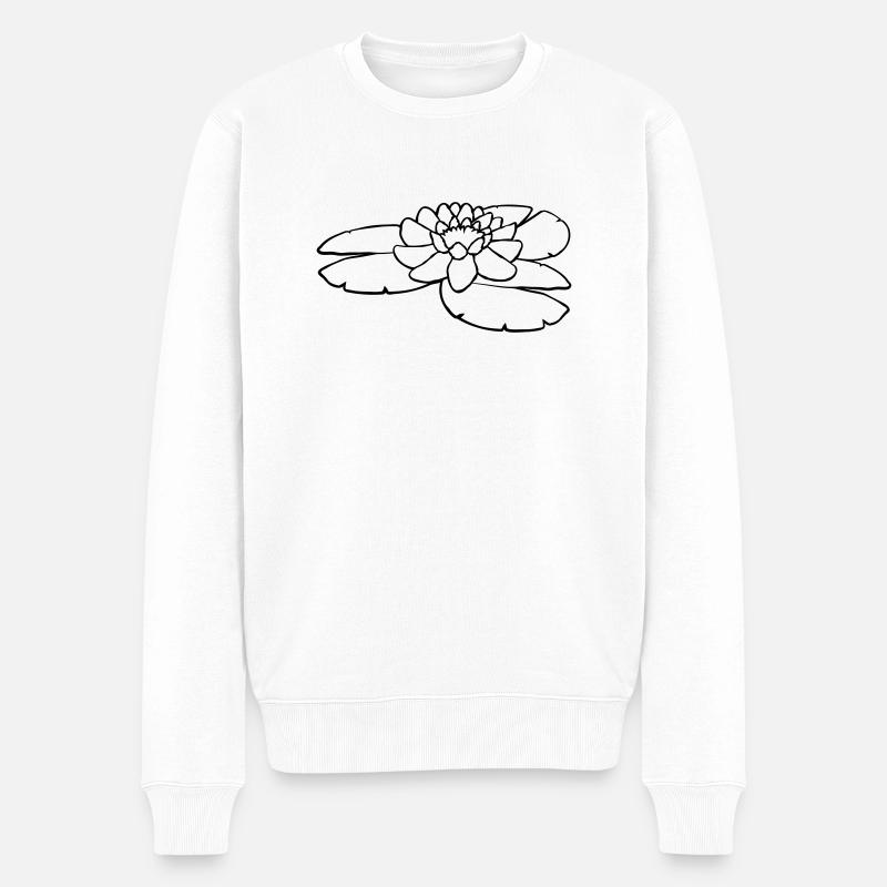 Teich Wasser Blüte - Männer Premium Bio Pullover - Weiß