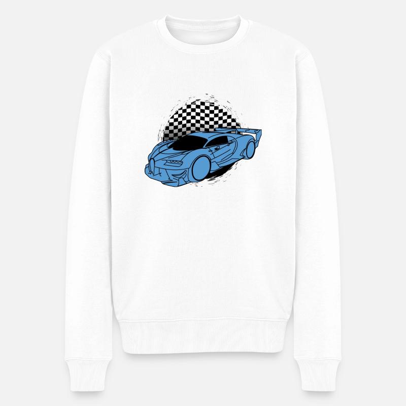 Buga Sportwagen Raceflag - Männer Premium Bio Pullover - Weiß