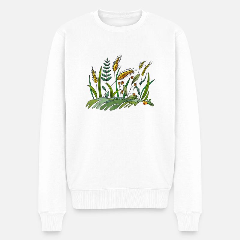 Wiese - Männer Premium Bio Pullover - Weiß