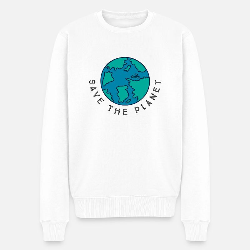 Save the Planet - Männer Premium Bio Pullover - Weiß