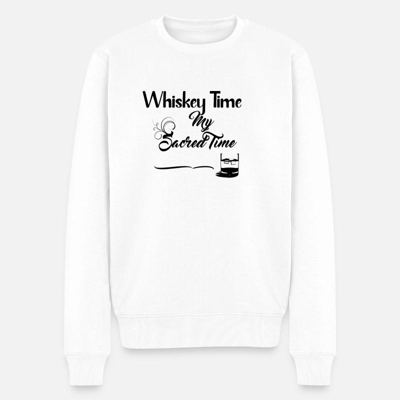 Whiskey Time - Getränke - Männer Premium Bio Pullover - Weiß