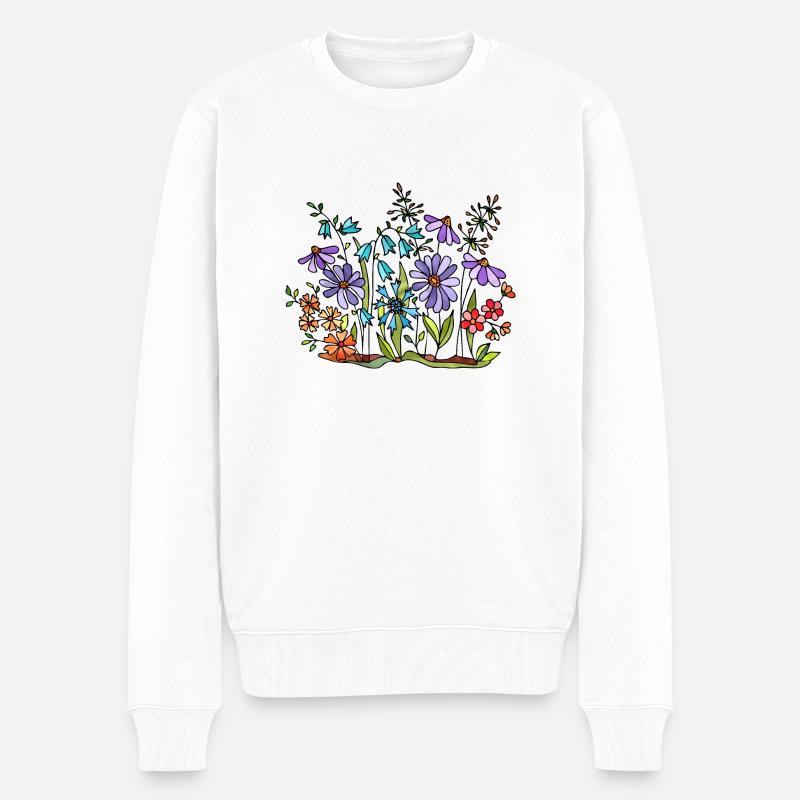Blumen - Männer Premium Bio Pullover - Weiß