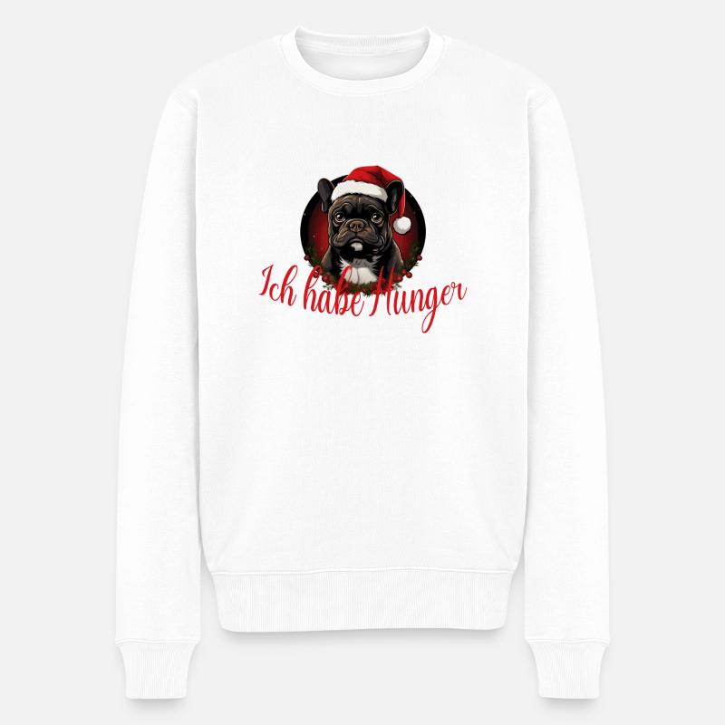 Bouledogue français Noël toujours faim - Pull Premium bio Homme - blanc