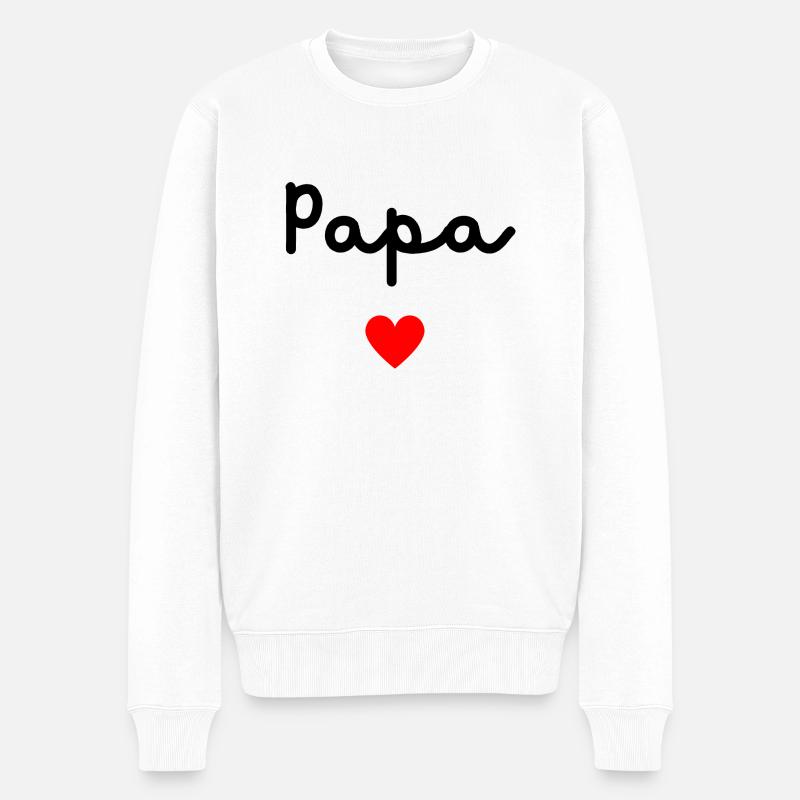 Papa Herz - Männer Premium Bio Pullover - Weiß