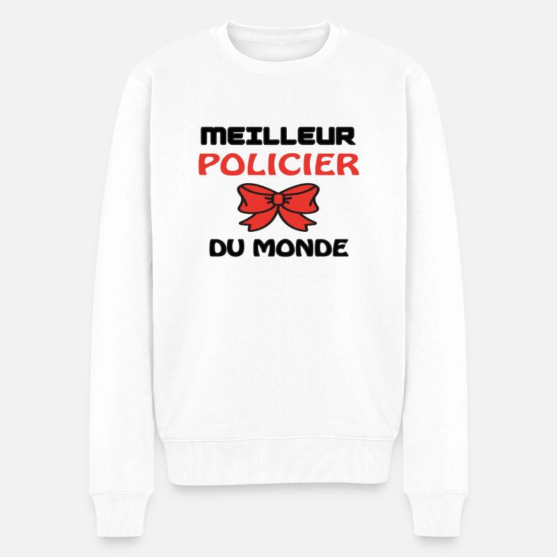 MEILLEUR POLICIER DU MONDE - Pull Premium bio Homme - blanc