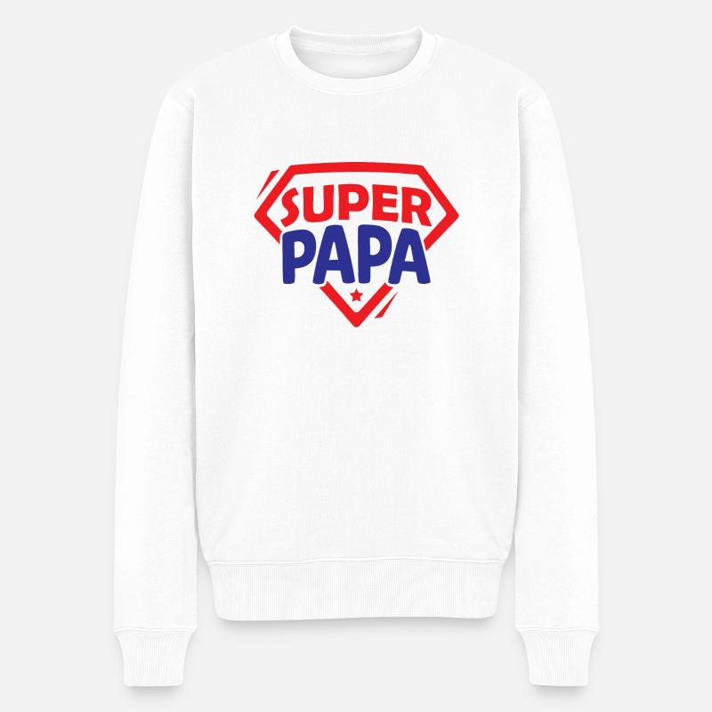 Super papa - Pull Premium bio Homme - blanc