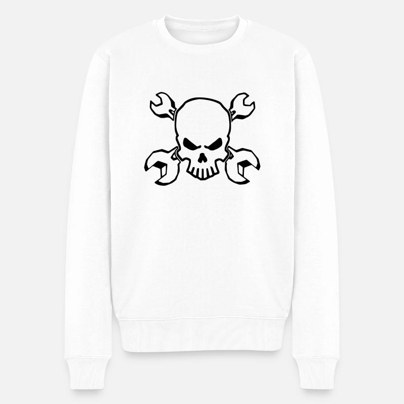 TOOLSKULL - 1C - Männer Premium Bio Pullover - Weiß