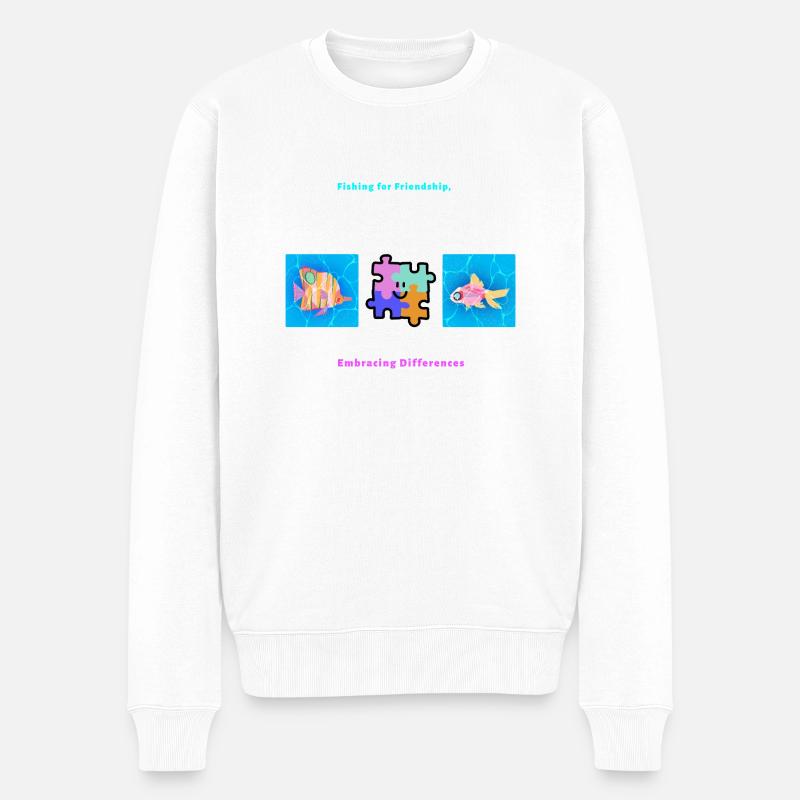 Pêcher l’amitié Accepter les différences - Pull Premium bio Homme - blanc