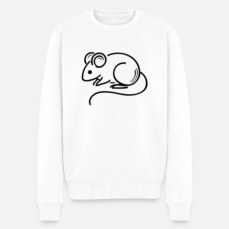 Maus - Männer Premium Bio Pullover - Weiß