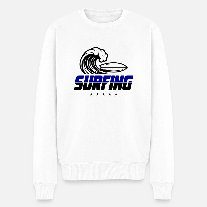 Surfing Surfboard - Männer Premium Bio Pullover - Weiß