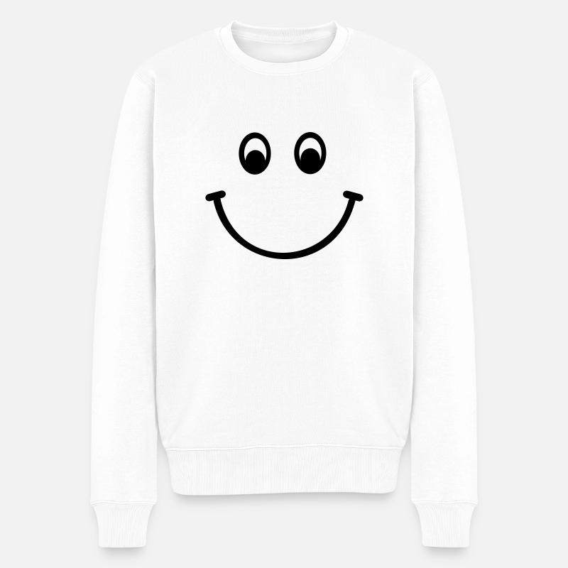 Smiley - Männer Premium Bio Pullover - Weiß