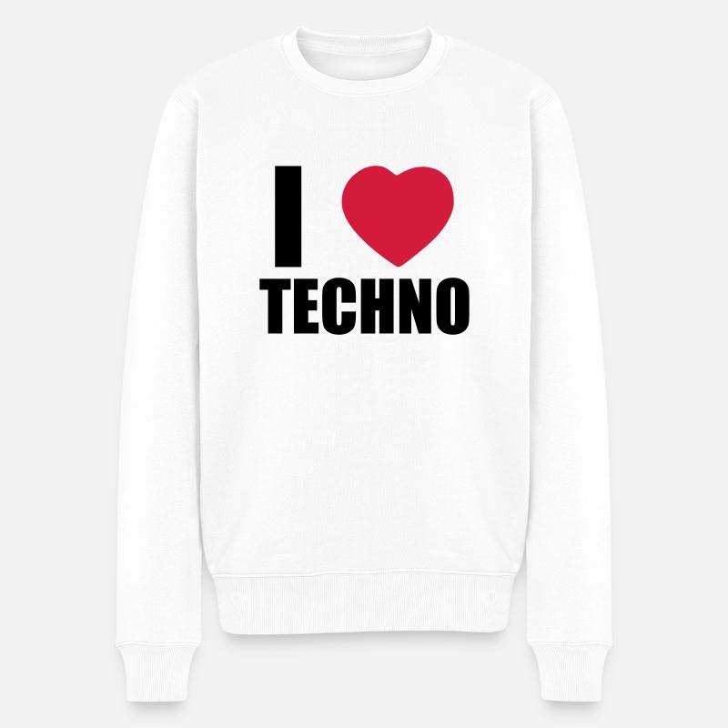 I LOVE TECHNO 2 - Pull Premium bio Homme - blanc