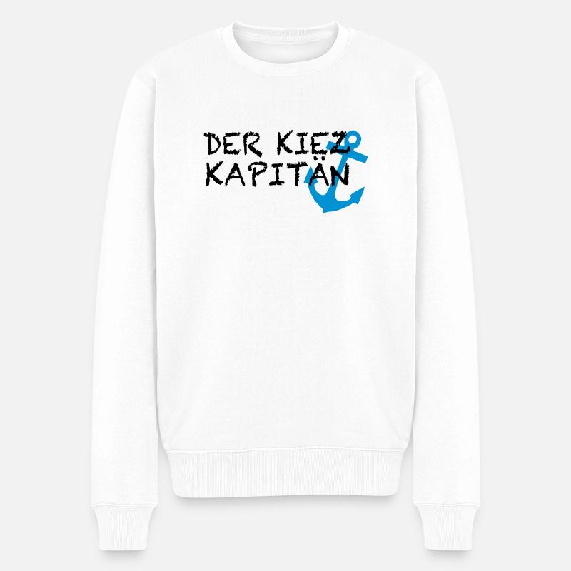 Kiez Kapitän - Männer Premium Bio Pullover - Weiß