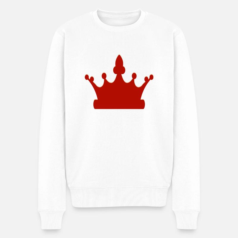 Königliche Krone - Männer Premium Bio Pullover - Weiß