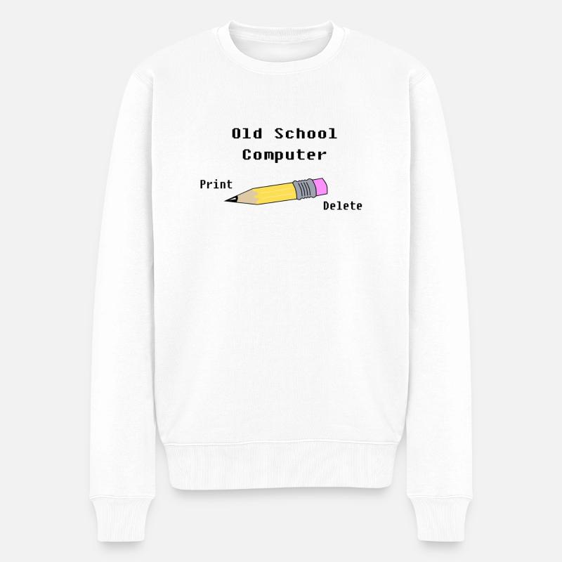 Old School Computer- - Männer Premium Bio Pullover - Weiß