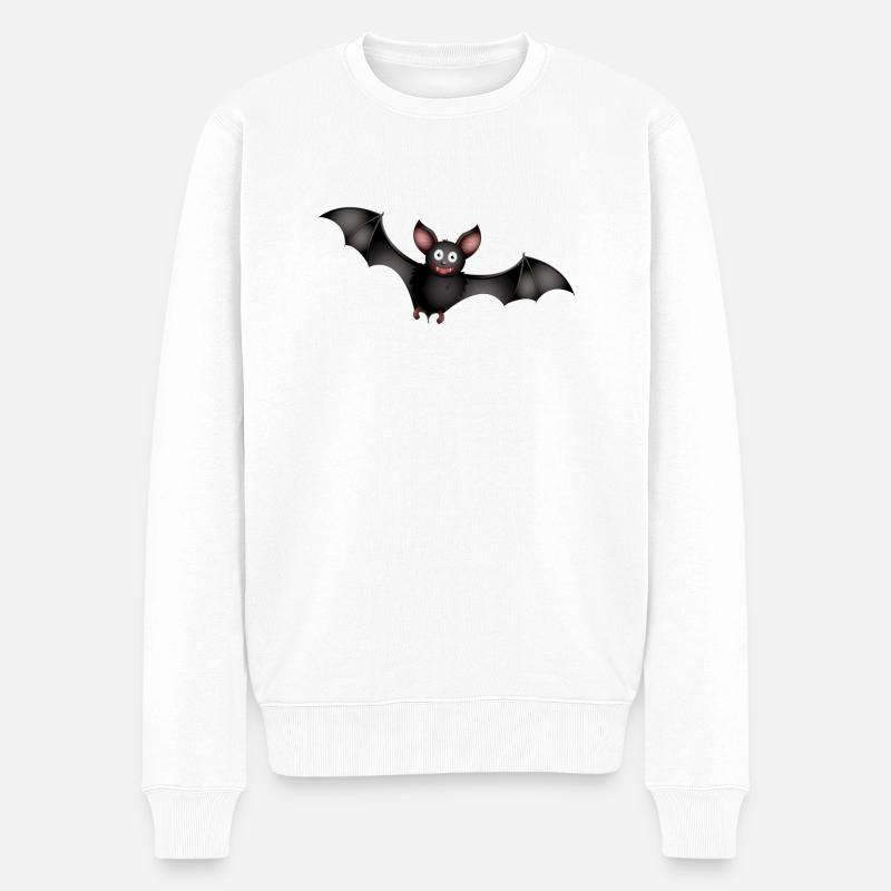 Fledermaus - Männer Premium Bio Pullover - Weiß