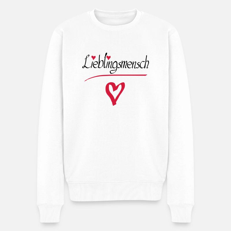 Lieblingsmensch Herz - Männer Premium Bio Pullover - Weiß