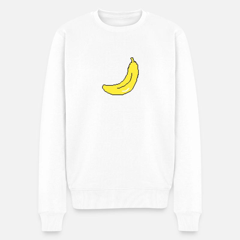 Banane Pixel Art | unisexe - Pull Premium bio Homme - blanc